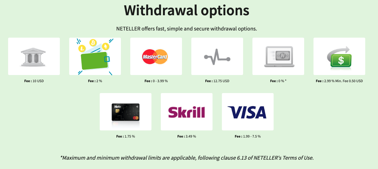 Neteller withdrawal options