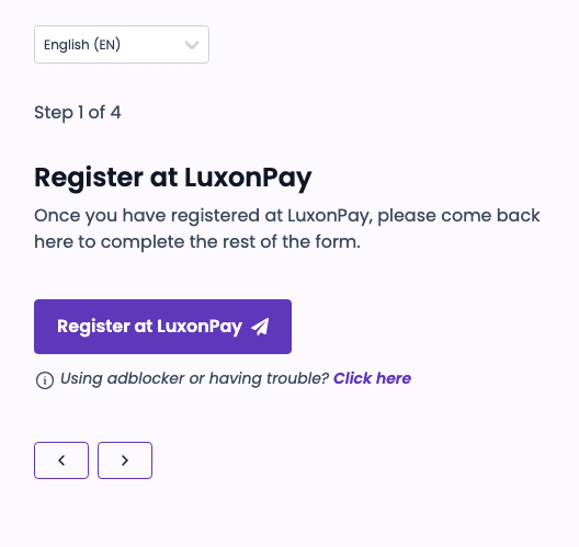 عملية التسجيل في برنامج LuxonPay لاسترداد النقود